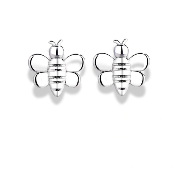 925 Sterling Silver Bee Shaped Stud Earrings for Women and Girls