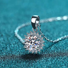 Bright S925 Sterling Silver Round Cubic Zirconia Necklace & Earrings Set