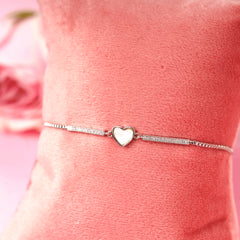 Fancy Design Adjustable Heart Shape Silver Plated Bracelet