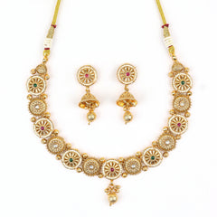 Elegent South Indian Temple Necklace set With Earrings - Rukhmani