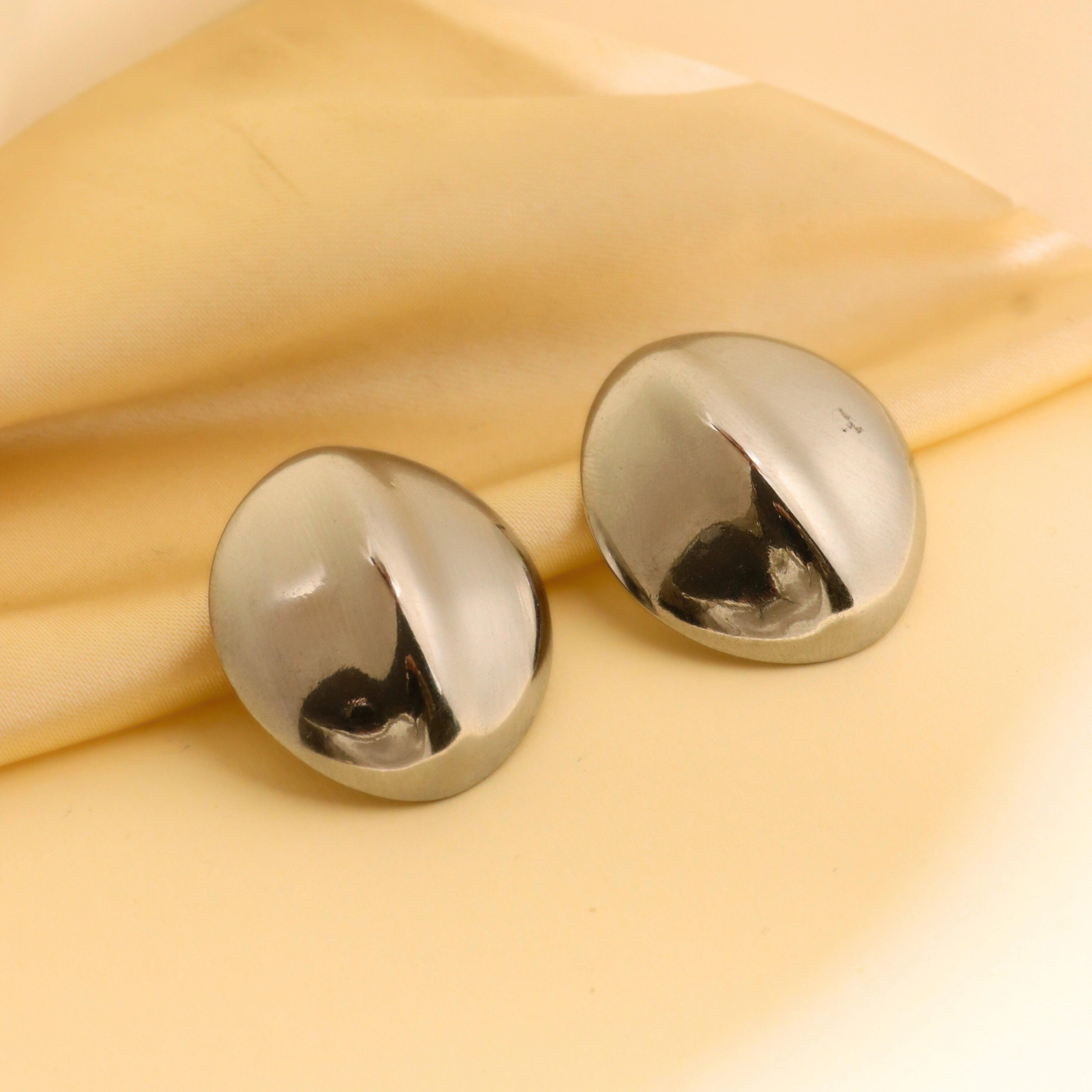 Silver Plated Oval Earrings - Rukhmani