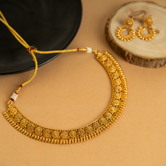 Splendid Designer Gold Plated Temple Necklace Set