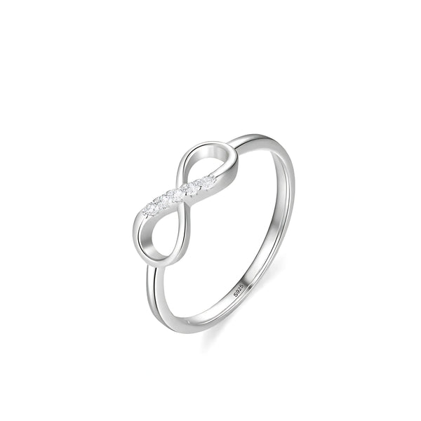 925 Sterling Silver Infinity Wedding Band with Zircon Accents