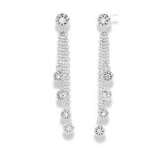 925 Sterling Silver Dangle Earrings with Rhodium Plating and Cubic Zirconia