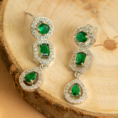 Green America Diamond Victorian Necklace Set With Earrings