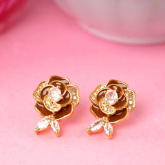 Fancy Design Brown Rose with Diamond Earrings