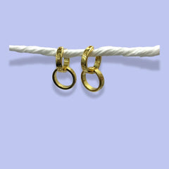 925 Sterling Silver Gold-Plated Double Hoop Earrings with Screw Detailing