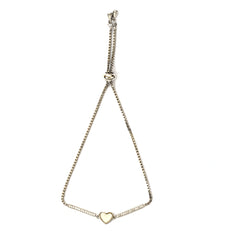 Fancy Design Adjustable Heart Shape Silver Plated Bracelet