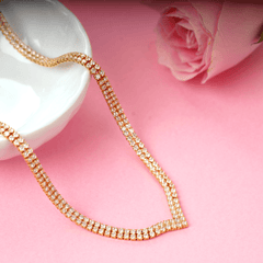 Valentine's Special Fancy Design Gold Plated Lightweight Diamond Necklace with Earrings - Rukhmani