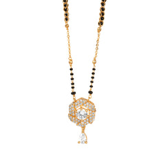 Lobster Clasps Gold Polished Short Mangalsutra | American Diamond