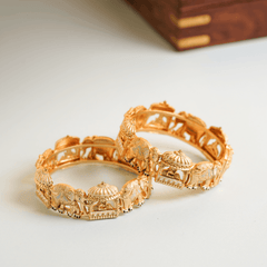 Best Temple Design Gold Plated Rajwadi Bangles - Rukhmani