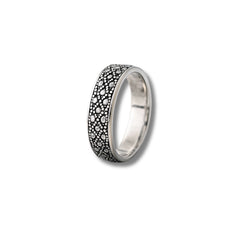 925 Sterling Silver Rhodium Plated Textured Band Ring for Men
