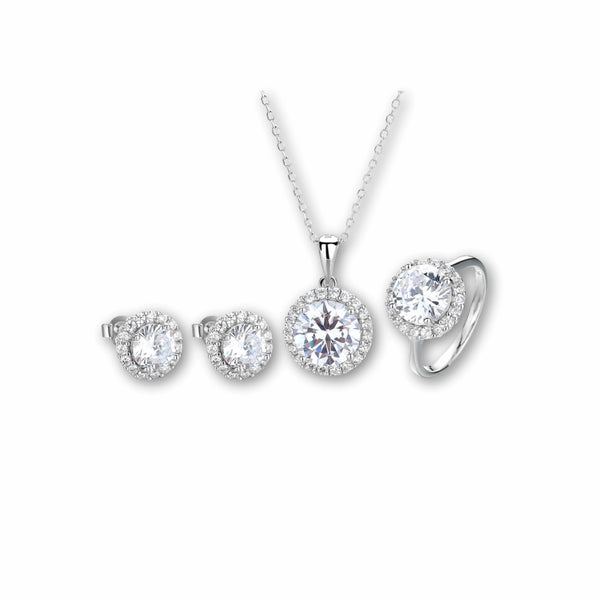 925 Sterling Silver Solitaire Sparkle Jewellery Set