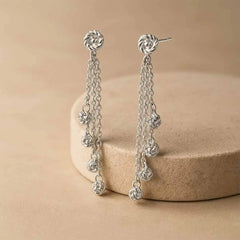 925 Sterling Silver Dangle Earrings with Rhodium Plating and Cubic Zirconia