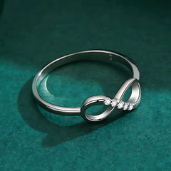 925 Sterling Silver Infinity Wedding Band with Zircon Accents