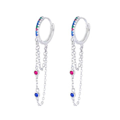 Fashion Jewelry Cubic Zirconia 925 Sterling Silver Dangle Drop Earring Long Tassel Chain Charms Huggie Hoop Earrings for Women
