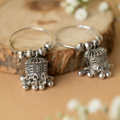 Silver Plated Cute Little Dome Unique Jhumkis