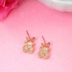 Latest Fancy Design Rose Gold Plated Teddy Bear Earrings