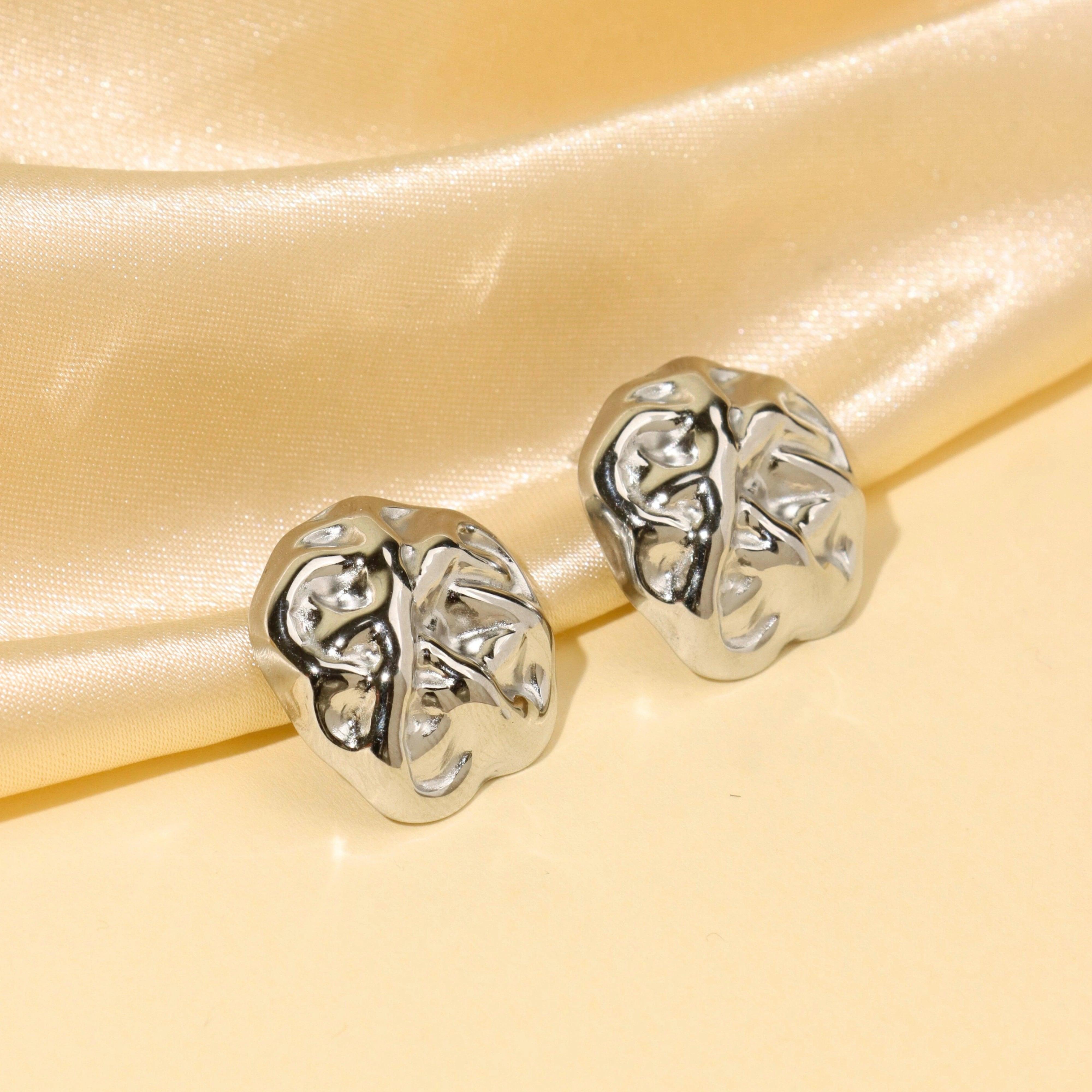 Silver Plated Chunky Studs Earrings - Rukhmani