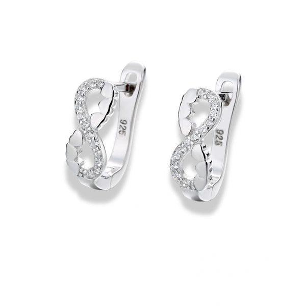 925 Sterling Silver Heart Motif Earrings | Rhodium Plated with Cubic Zirconia