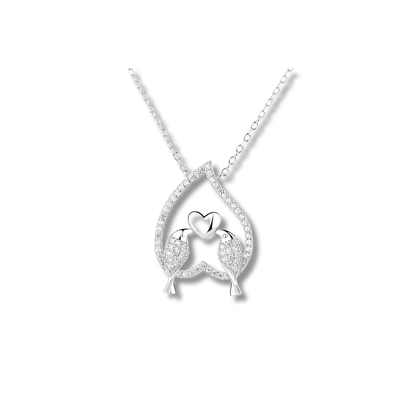 925 Sterling Silver Love Birds Pendant Necklace
