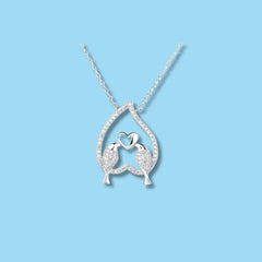 925 Sterling Silver Love Birds Pendant Necklace