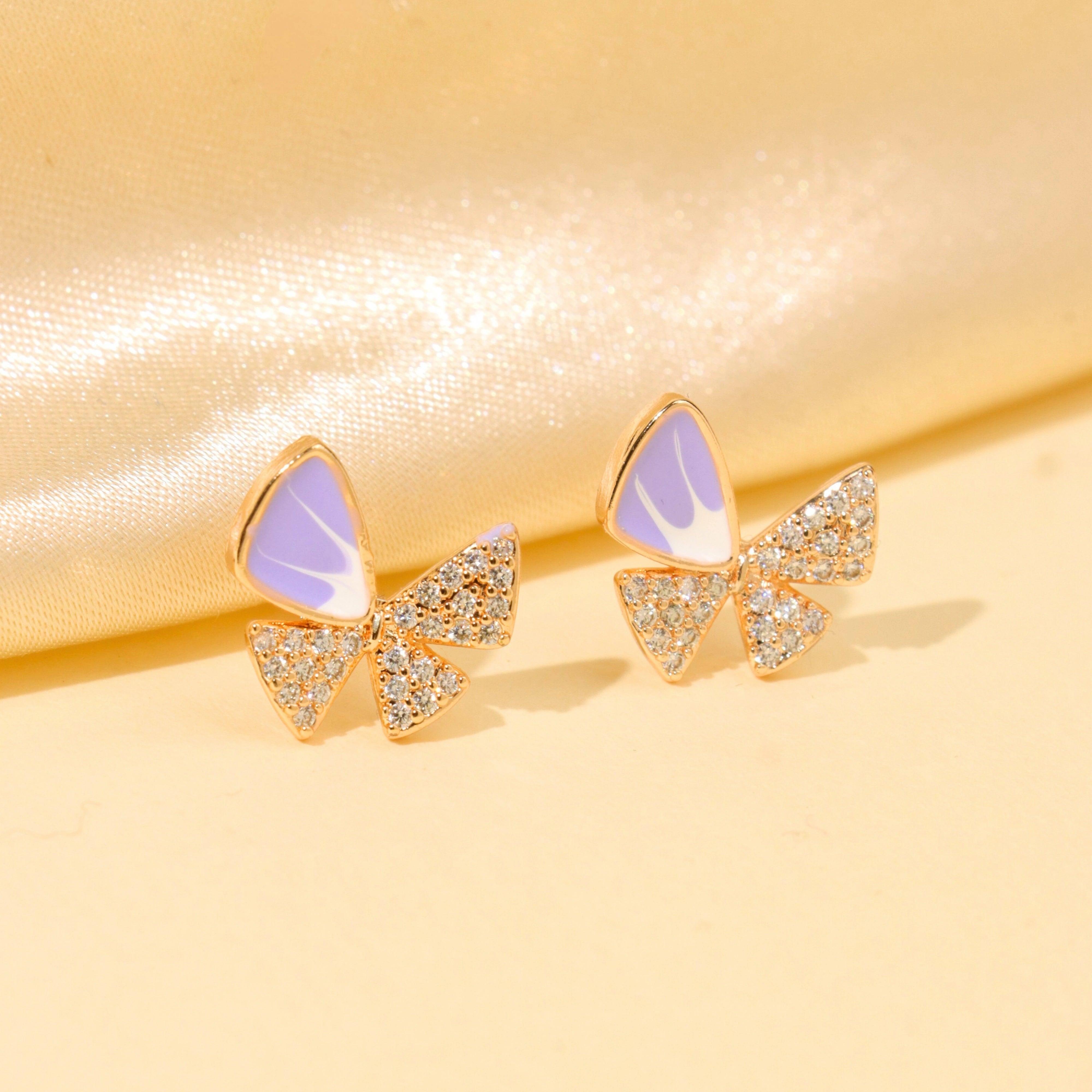 Lilac Butterfly Diamond Studs - Rukhmani