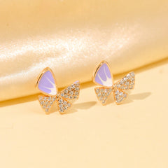 Lilac Butterfly Diamond Studs