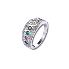 Spectrum Harmony 925 Sterling Silver Geometric Ring