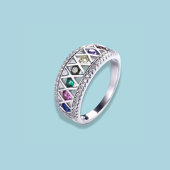 Spectrum Harmony 925 Sterling Silver Geometric Ring