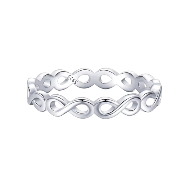 925 Sterling Silver “8” Shape White Zircon Ring