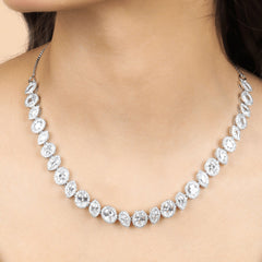 Double Shaped Diamond Necklace with Earrings