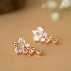 Butterfly-Like Rose Gold Stud Crystal Bridal Earrings