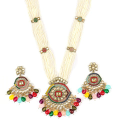 Rangamahal Moti Rajwadi Long Necklace With Earrings