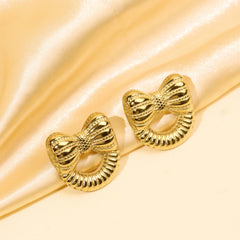 Twinkle Bow Gold Plated Corean Style Studs Earrings - Rukhmani