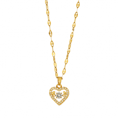 Fancy Gold Plated Dancing diamond heart lightweight gold plated Beautiful pendant chain - Rukhmani