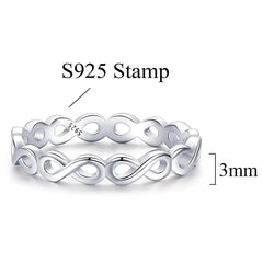 925 Sterling Silver “8” Shape White Zircon Ring
