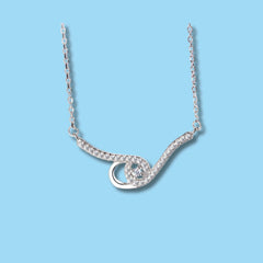 925 Sterling Silver Swirl Design CZ Pendant Necklace