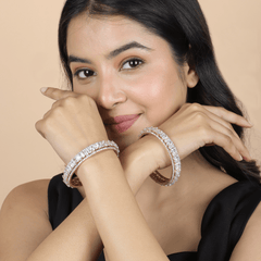 Designer Gold Plated Crystal Crush Diamond Bangles - Rukhmani