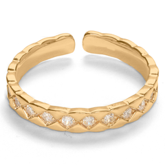 Fancy Design Diamond Gold Plated Rings