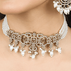 Heera Moti Choker Set with Earrings - Rukhmani