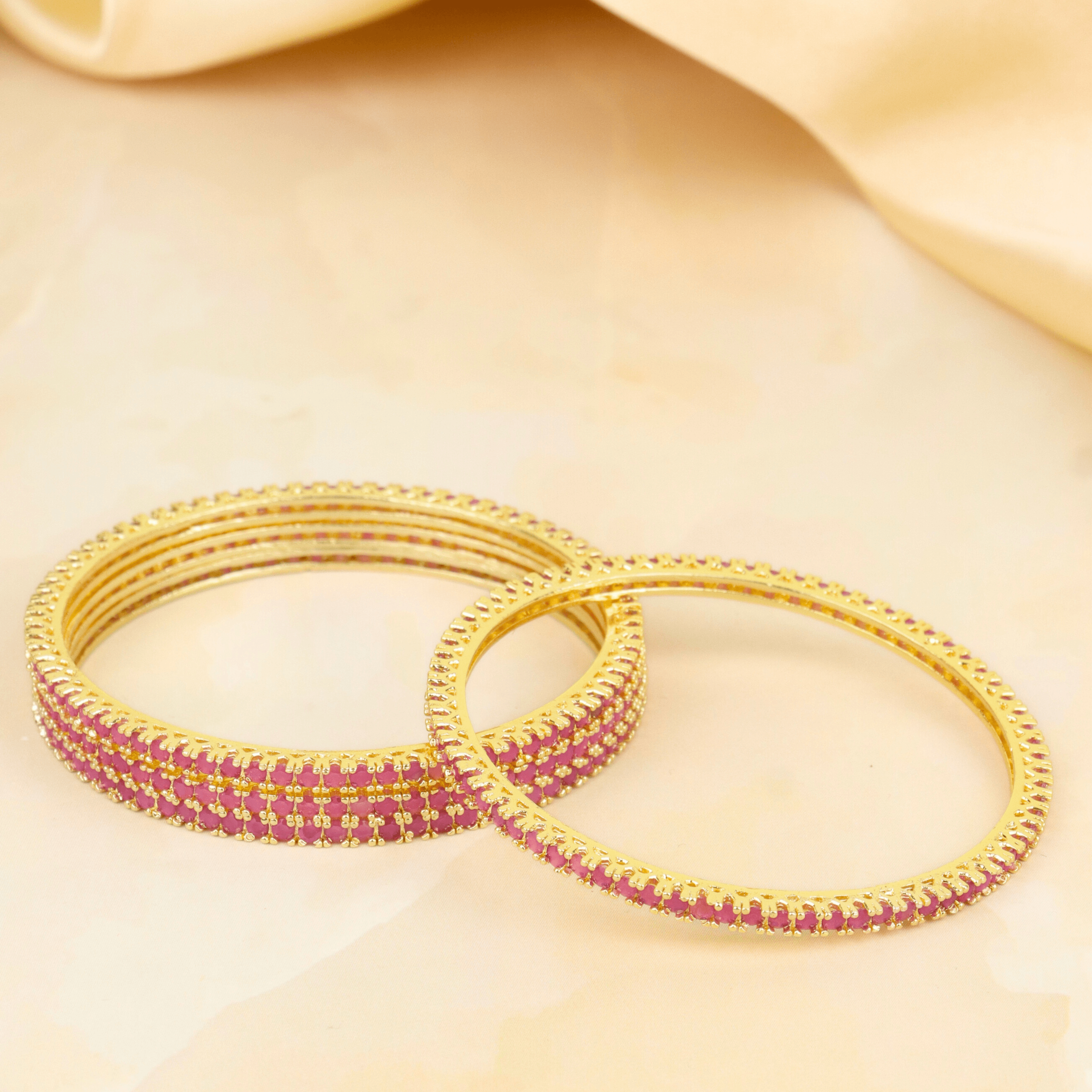 Gold Plated Lightweight Gulabi Beautiful Bangles - Rukhmani