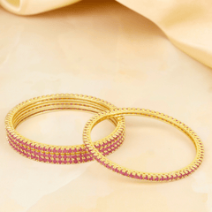 Gold Plated Lightweight Gulabi Beautiful Bangles - Rukhmani