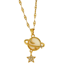 Latest Design Gold Plated Mother of Pearl Star Pendant Chain - Rukhmani