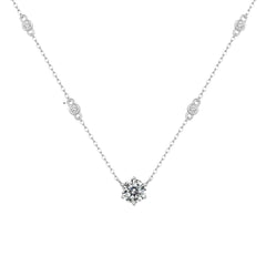 Super Sparkle 925 Silver Round Zircon Pendant Necklace - Girls Gift