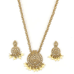 Jaipuri Long Necklace With Pearl Necklace Set with Earrings - Rukhmani