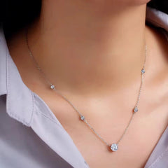 Super Sparkle 925 Silver Round Zircon Pendant Necklace - Girls Gift