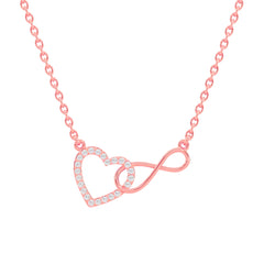 Women's Infinity Love Heart Necklace - Rose Gold Stainless Steel Pendant