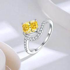 925 Sterling Silver Regal Rectangle Spark Ring