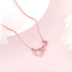 Women's Infinity Love Heart Necklace - Rose Gold Stainless Steel Pendant